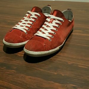 Red Suede Prada Sneakers