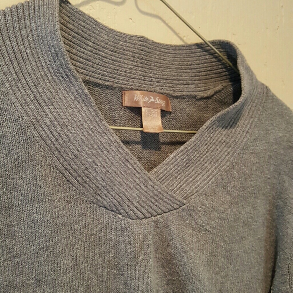 Grey Cross Collar Sweater