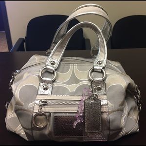 Coach Metallic Silver Poppy Handbag