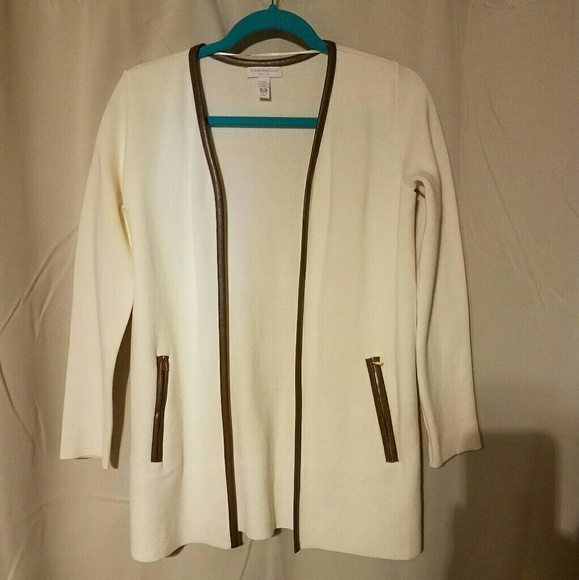 Charter Club faux leather detail cardigan - Picture 2 of 5