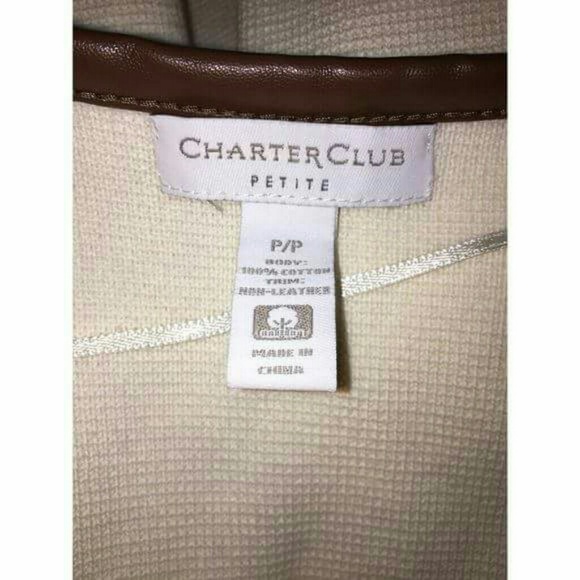 Charter Club faux leather detail cardigan - Picture 5 of 5