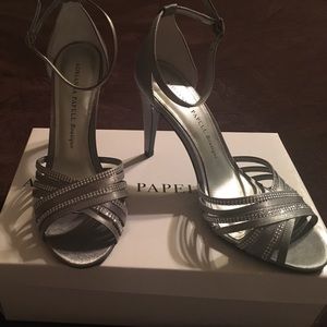 Adrianna Papell Pewter Satin 7 1/2 heels