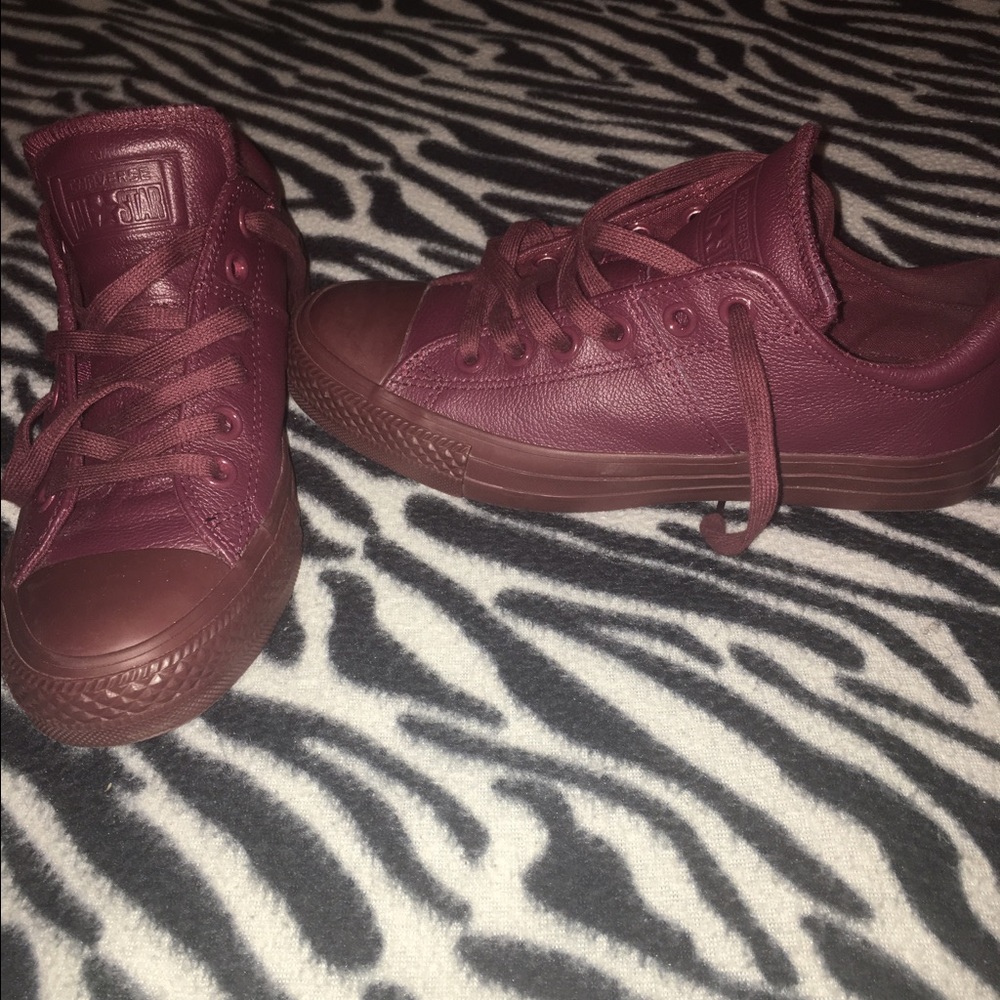 Burgundy Leather Converse (Women's)