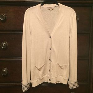 Burberry Brit Beige Cardigan with Check Cuffs