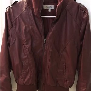 Red fake leather jacket