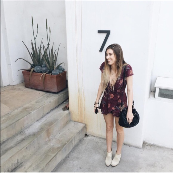 UO Floral Wrap Romper - Picture 2 of 3