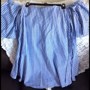 NWOT flowy striped off shoulder mini dress size XS