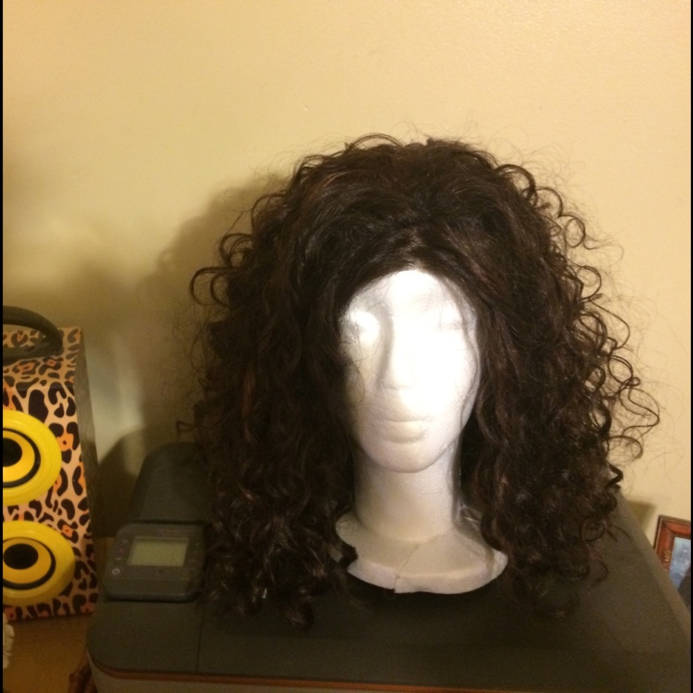 Brown curly long wig