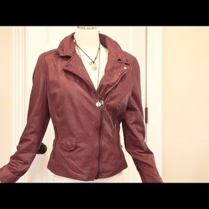 Muubaa Leather Jacket in Oxblood  Red US 10