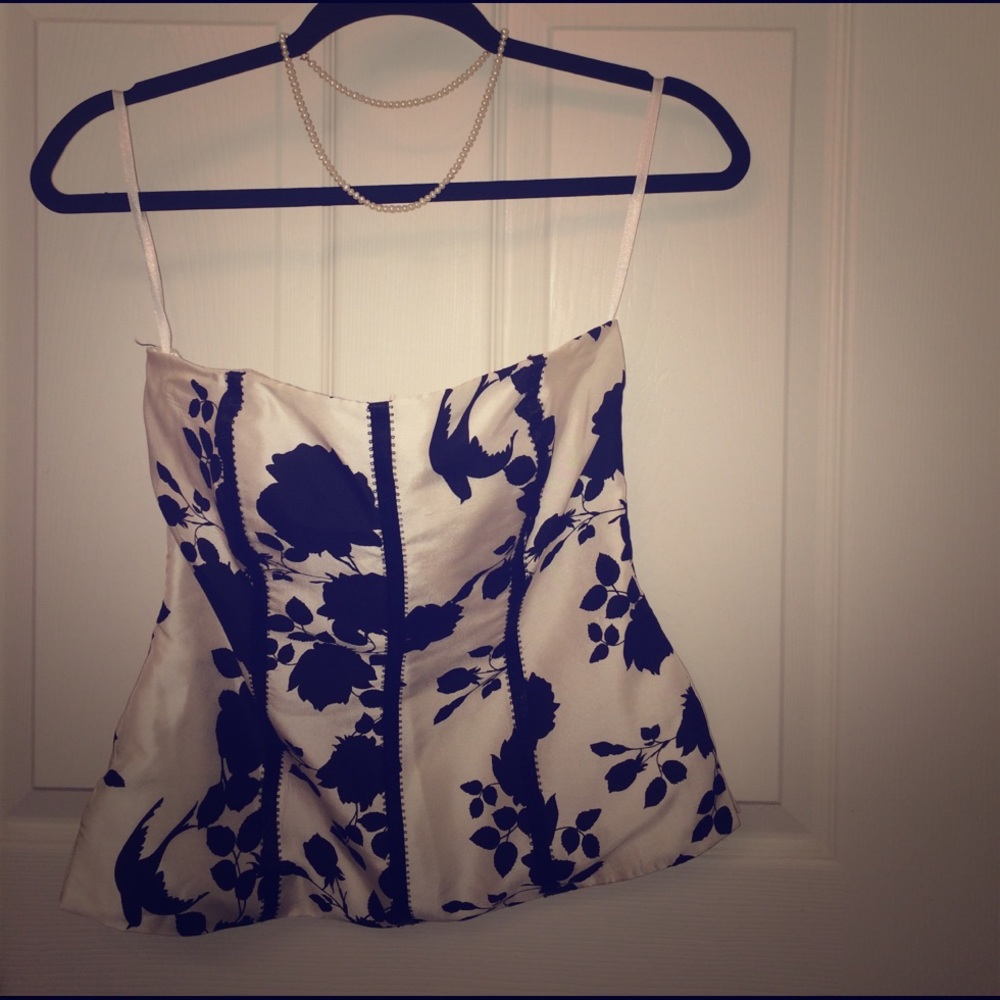 ⭕️Whbm strapless Asian floral top bustier