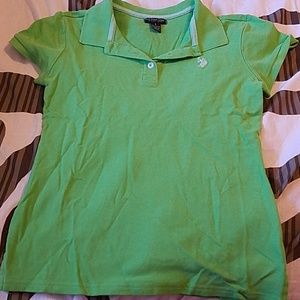 Green Collard Short Sleeve Polo Top