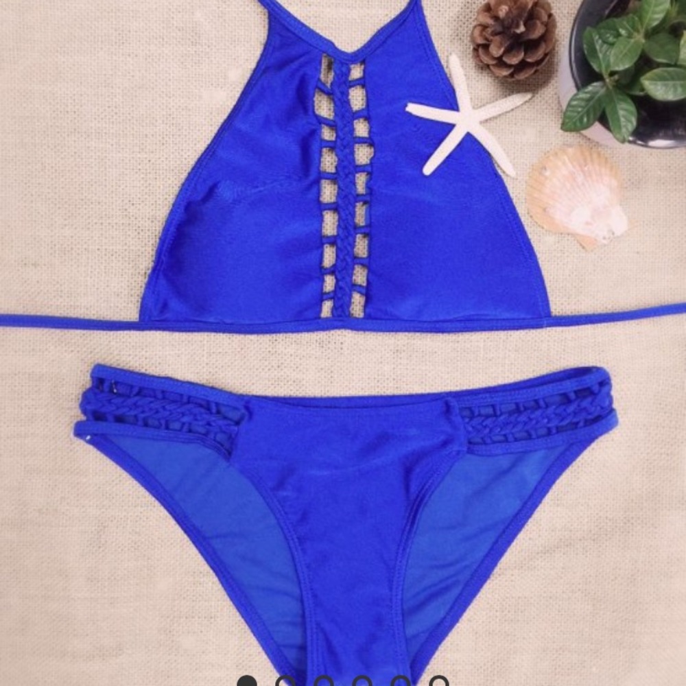 Zaful Halter Solid Color Bikini Set