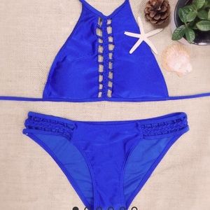 Zaful Halter Solid Color Bikini Set