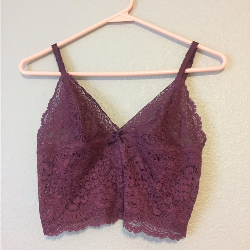 Victoria Secret Plum sexy lace crop top