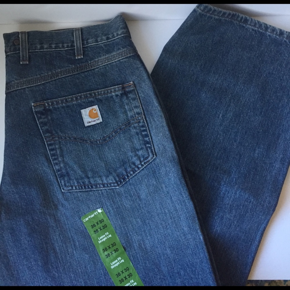 Carhartt 36x30 Loose Fit Straight Leg Denim Jeans