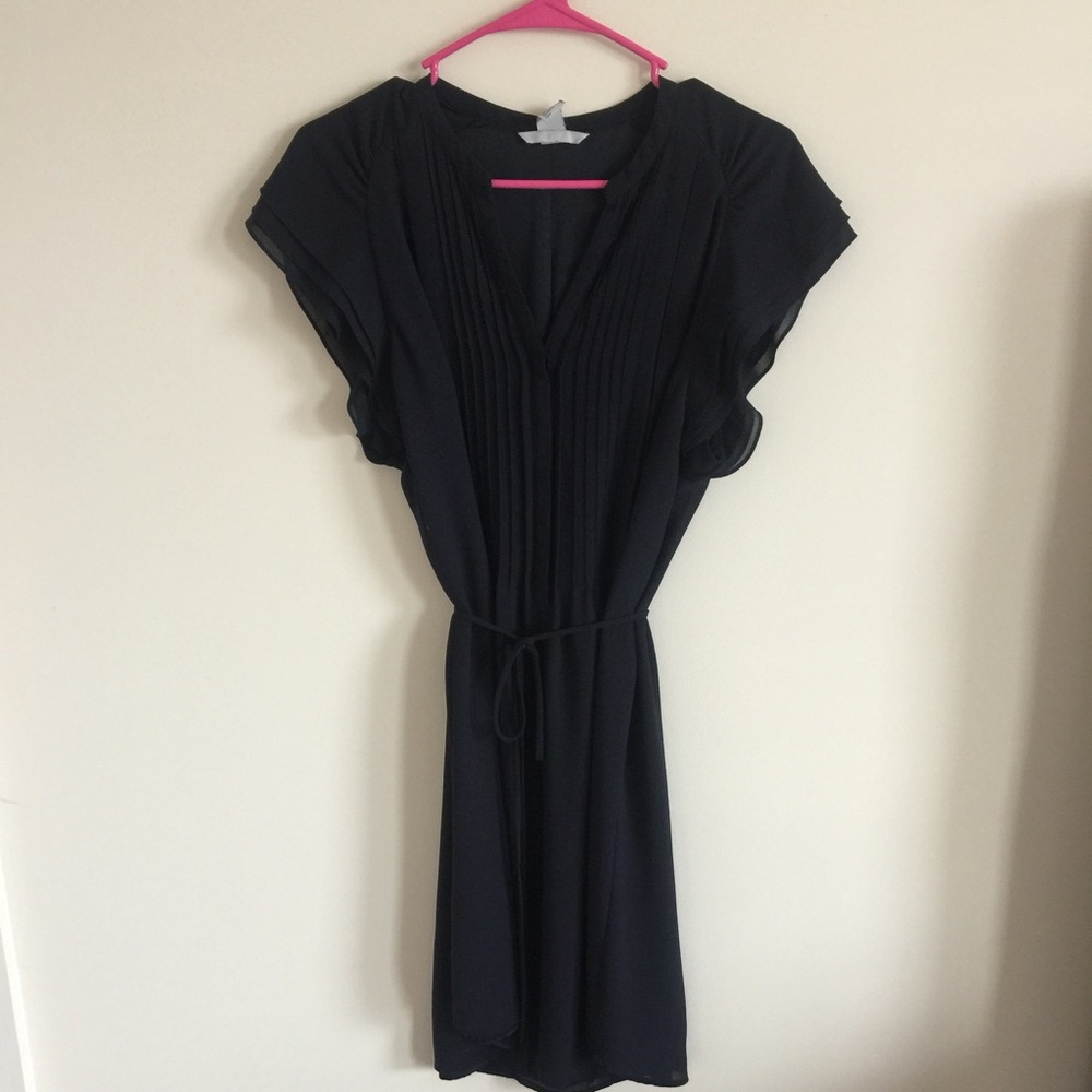 H&M Dark Navy Tie Front Shirt Dress