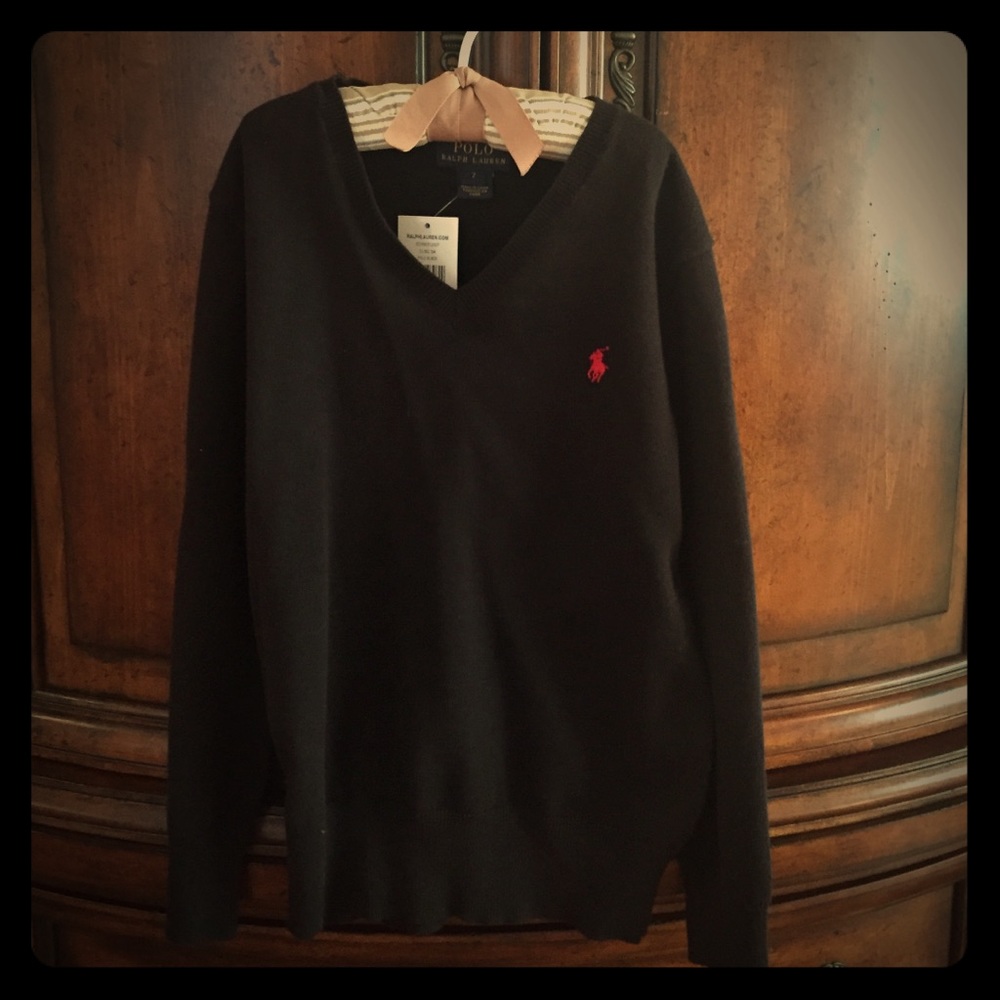 Boys Black Lightweight Sweater w/ Elbow Patches