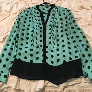 Mint Polka Dot blouse
