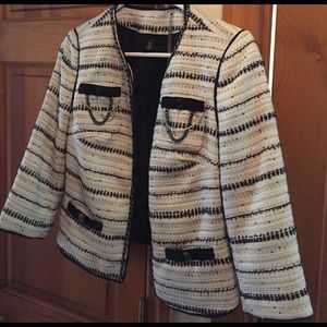 WHBM quilted white/black/silver coat