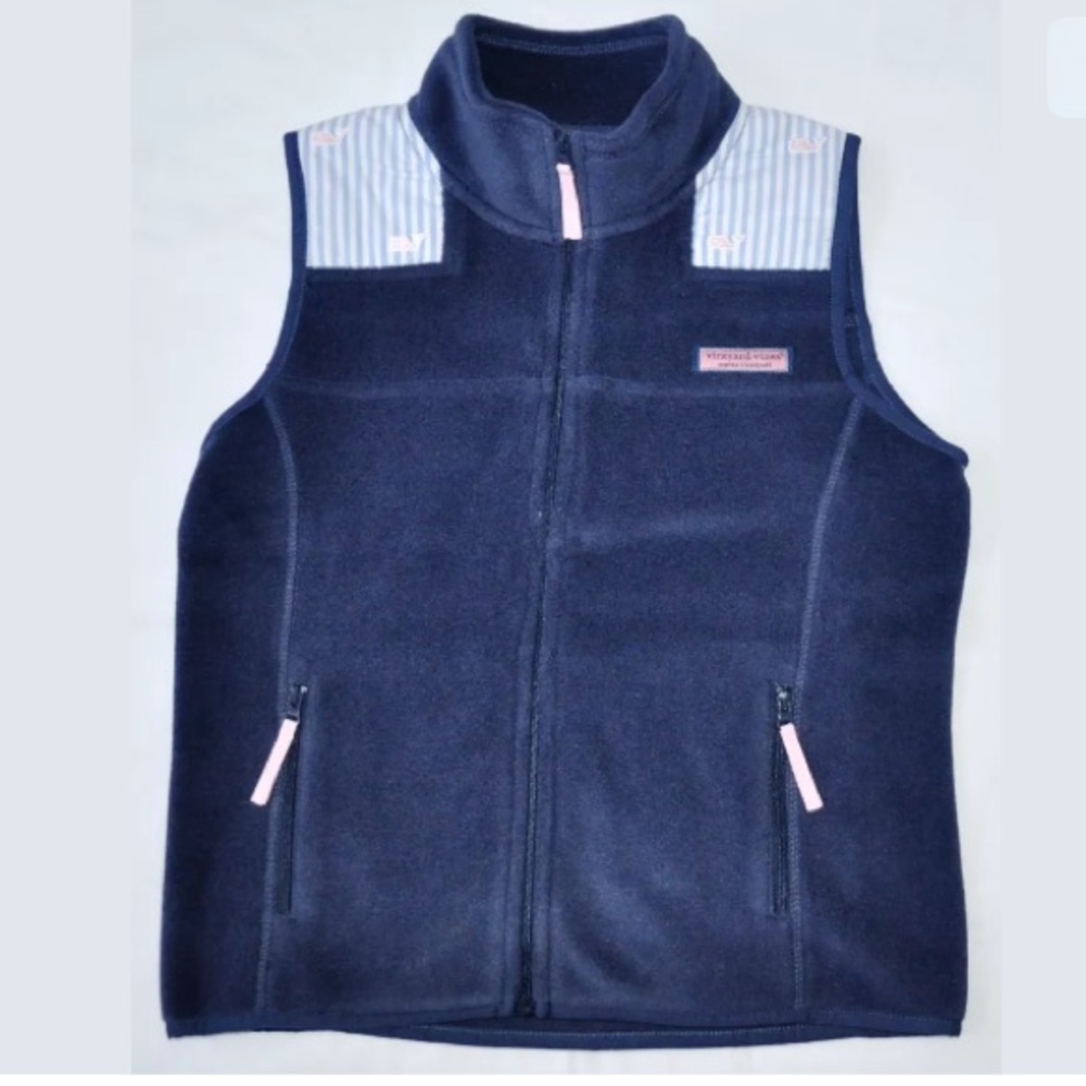 Vineyard Vines Navy Striped Fleece Vest Top