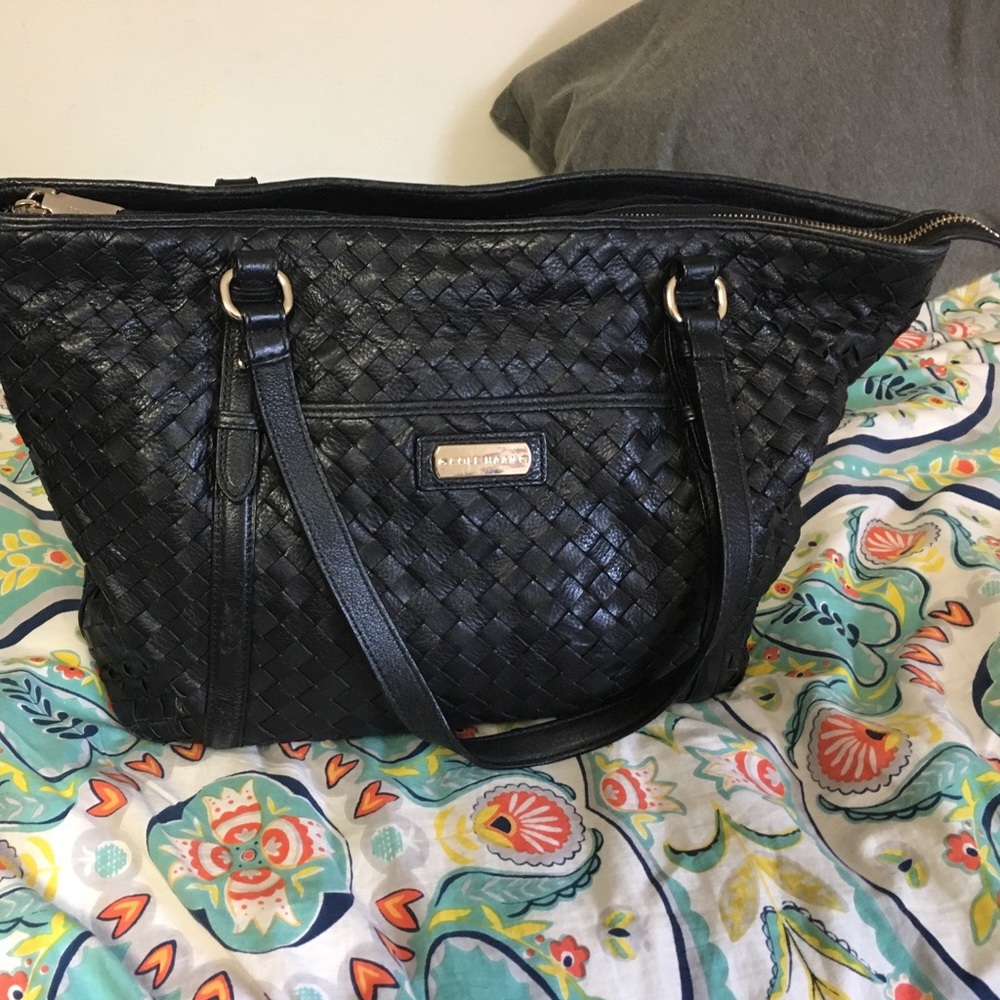 Black over the shoulder leather Cole Haan handbag