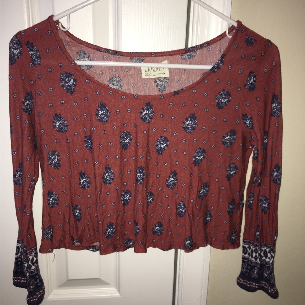 Boho floral crop blouse