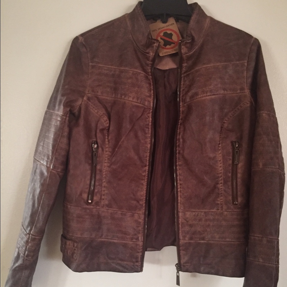 Women's faux brown leather jacket size large