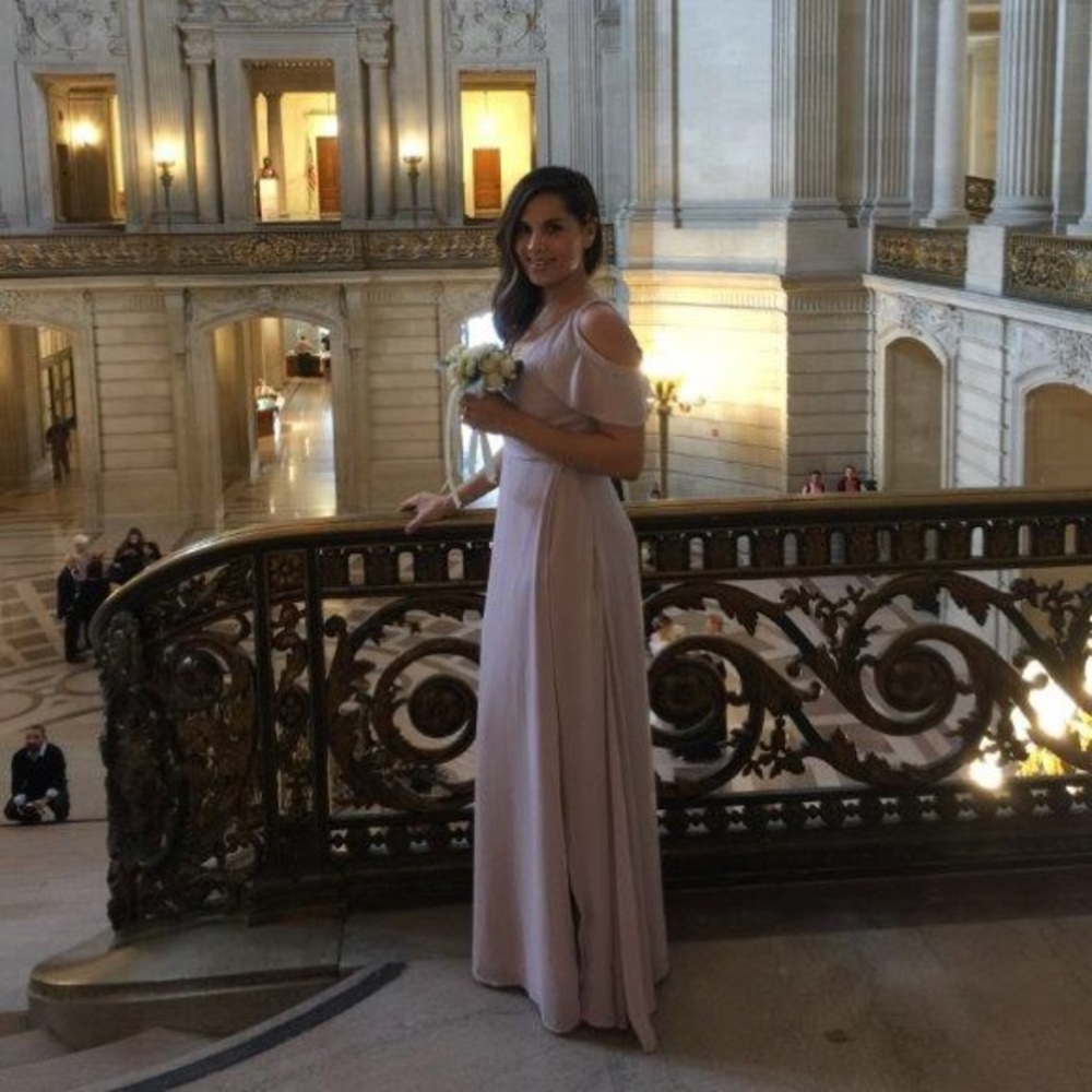 Surplice shoulder maxi dress