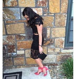 Black lace two piece.