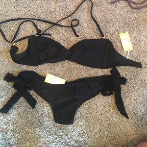 Sun kitten bikini (black) lace tie bottoms