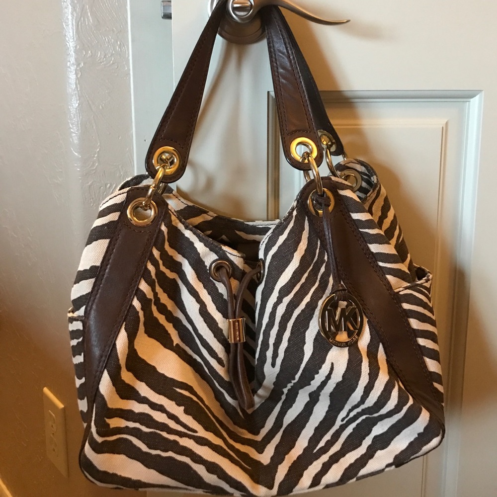 Michael Kors Zebra Print canvas and leather bag