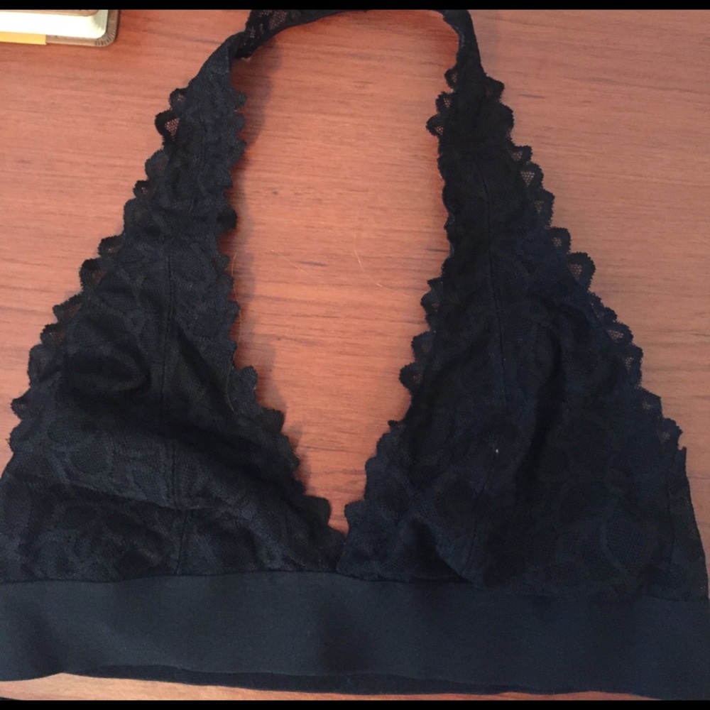 Victoria's Secret PINK black halter bralette.