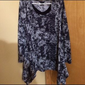 Grey black and white long shirt.