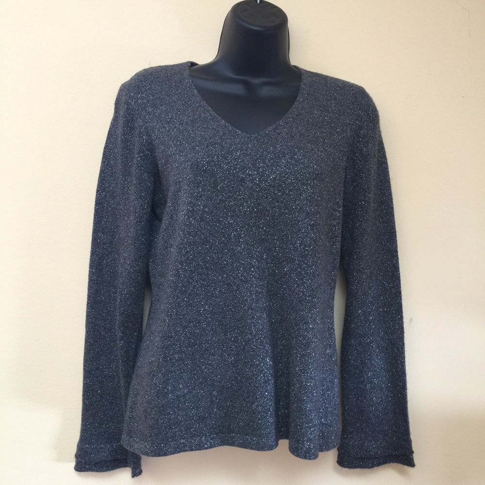 ANN TAYLOR Deep Charcoal & Silver Cashmere Sweater
