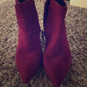Wine colored booties barely worn