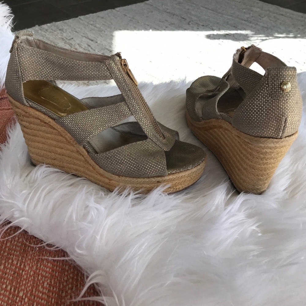 Michael Kors Golden Wedge Sandals - Picture 1 of 6