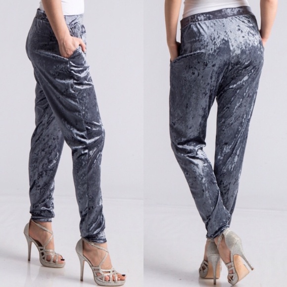 Charcoal Velvet Joggers - Picture 2 of 4