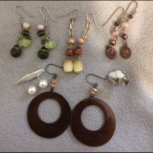 Bundle of 6 Pairs of Earth-Toned Earrings