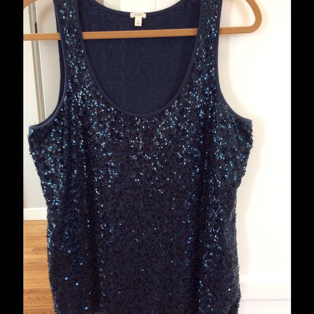 JCrew navy sequin top