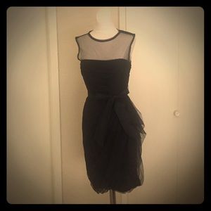 Bobbin net dress with illusion neckline
