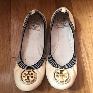 Tory Burch Ivory Patent Flats