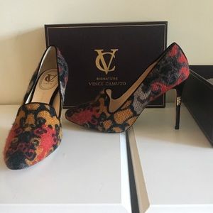 Vince Camuto Signature Tapestry Heels