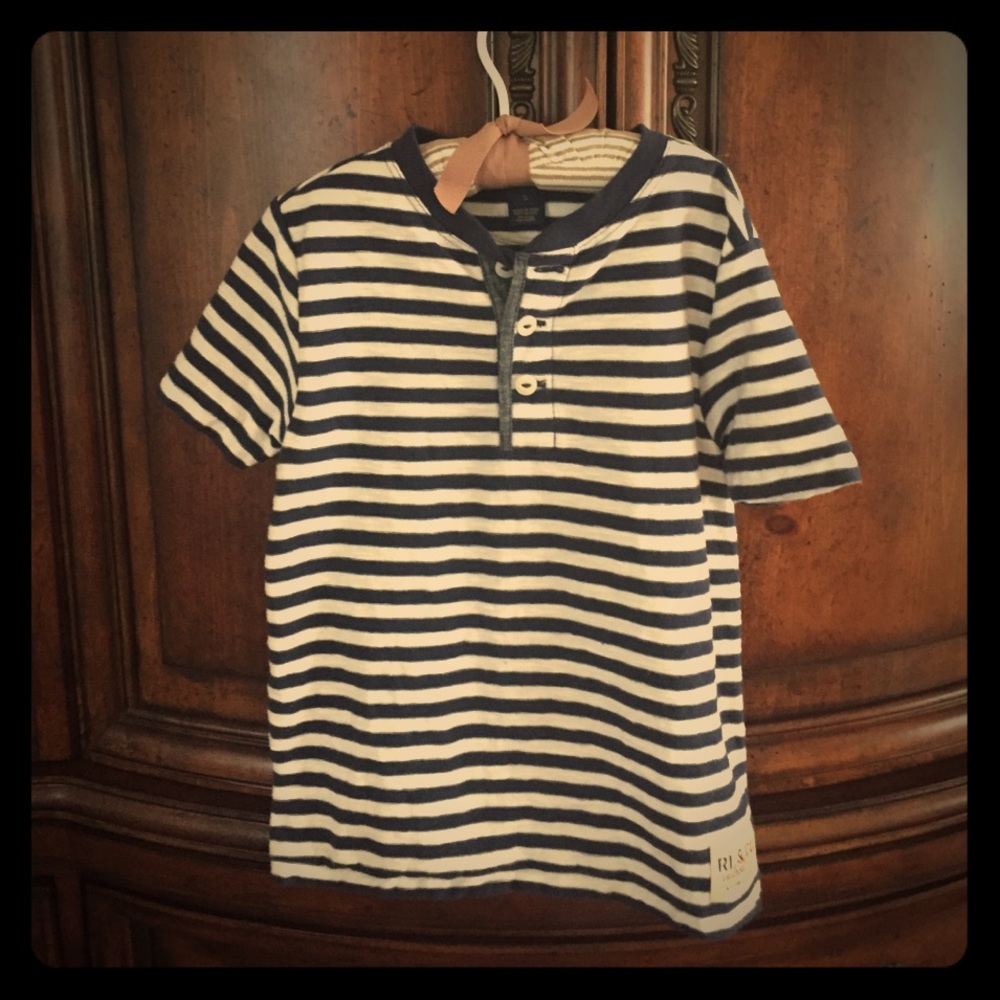 Boys Slub Knit Navy Stripe TShirt