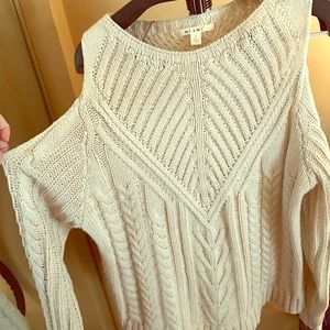 Cold Shoulder tan sweater
