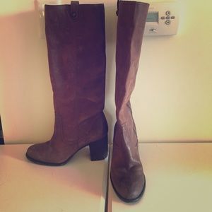 Brown leather boots