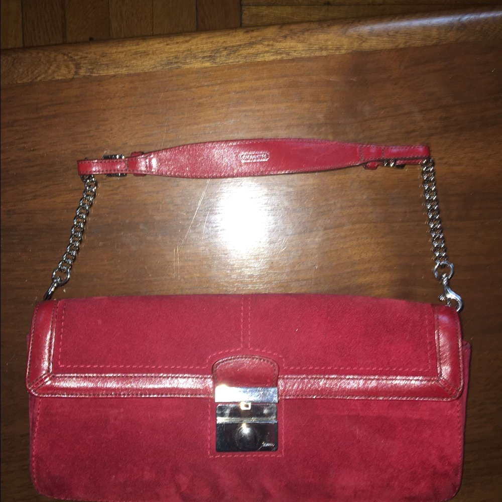 COACH Authentic Red Suede bag, New condition