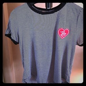 Black and White striped cropped shirt