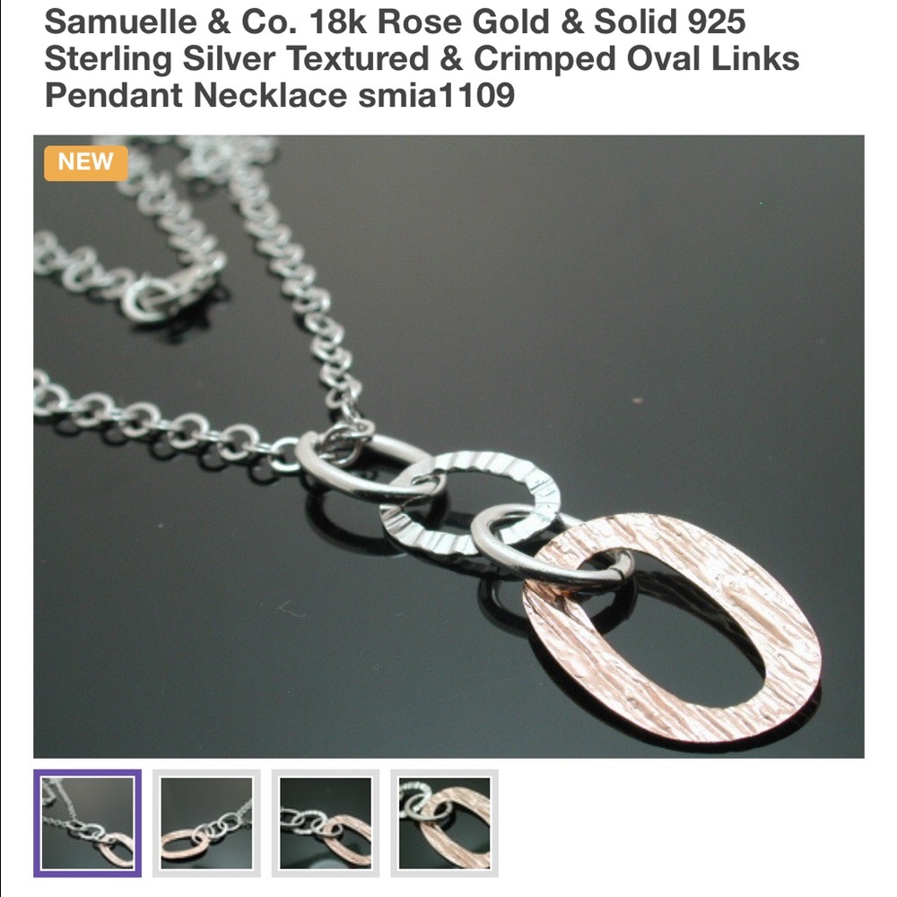925 Sterling Silver Oval Links Pendant Necklace