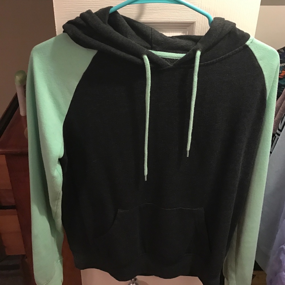 Teal and grey hoodie from zumiez