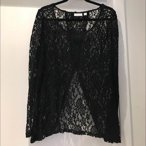 Lace Black Longsleeve Asymmetrical Top